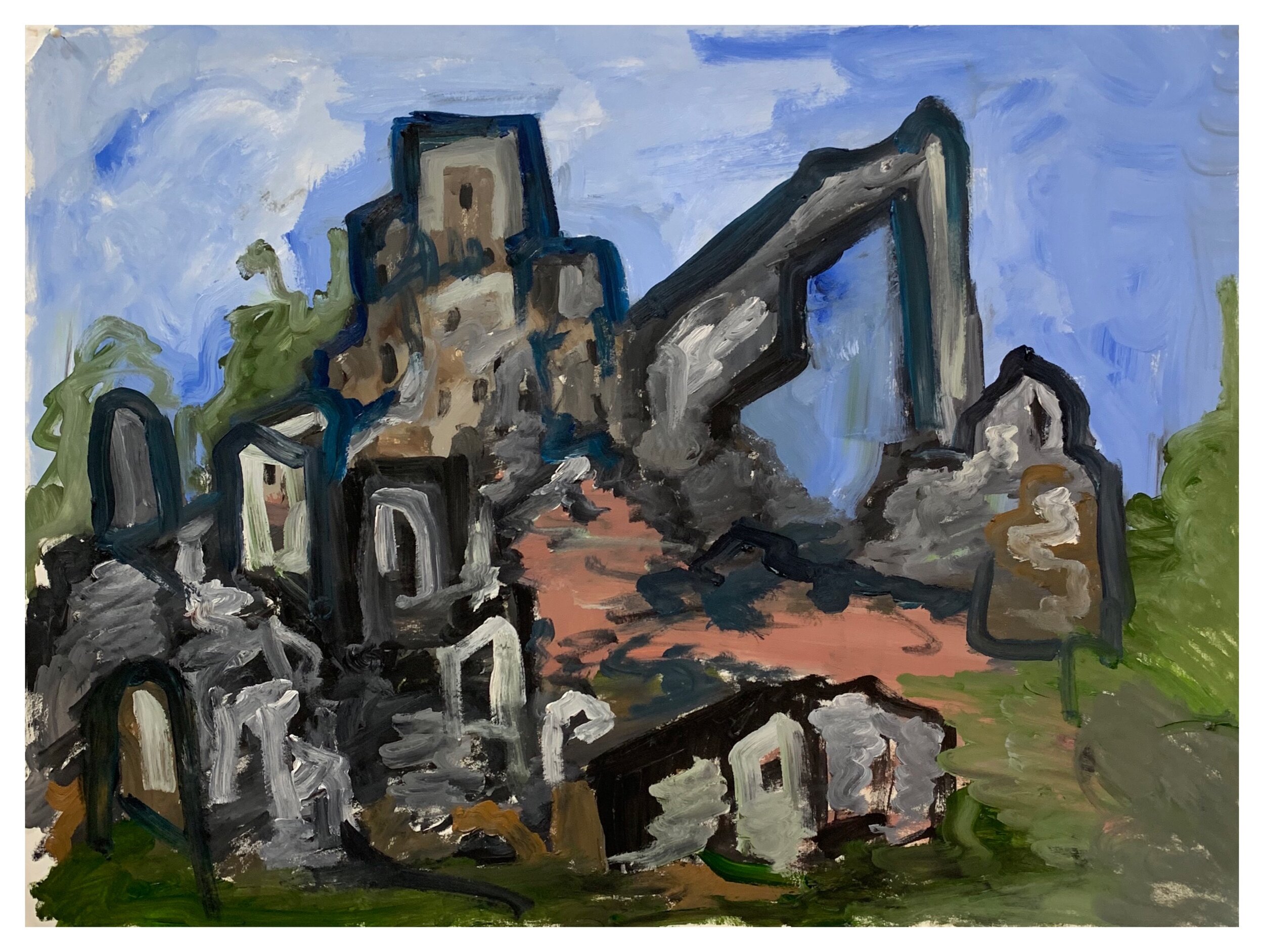  Houses, 2020  oil on paper  