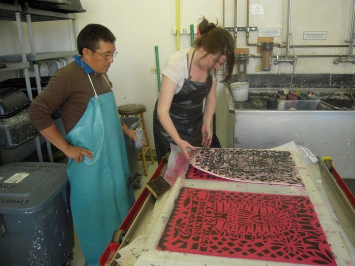 Book & Paper alumna, Boo Gilder creates papel picado-inspired pulp paintings for Laura Anderson Barbata.