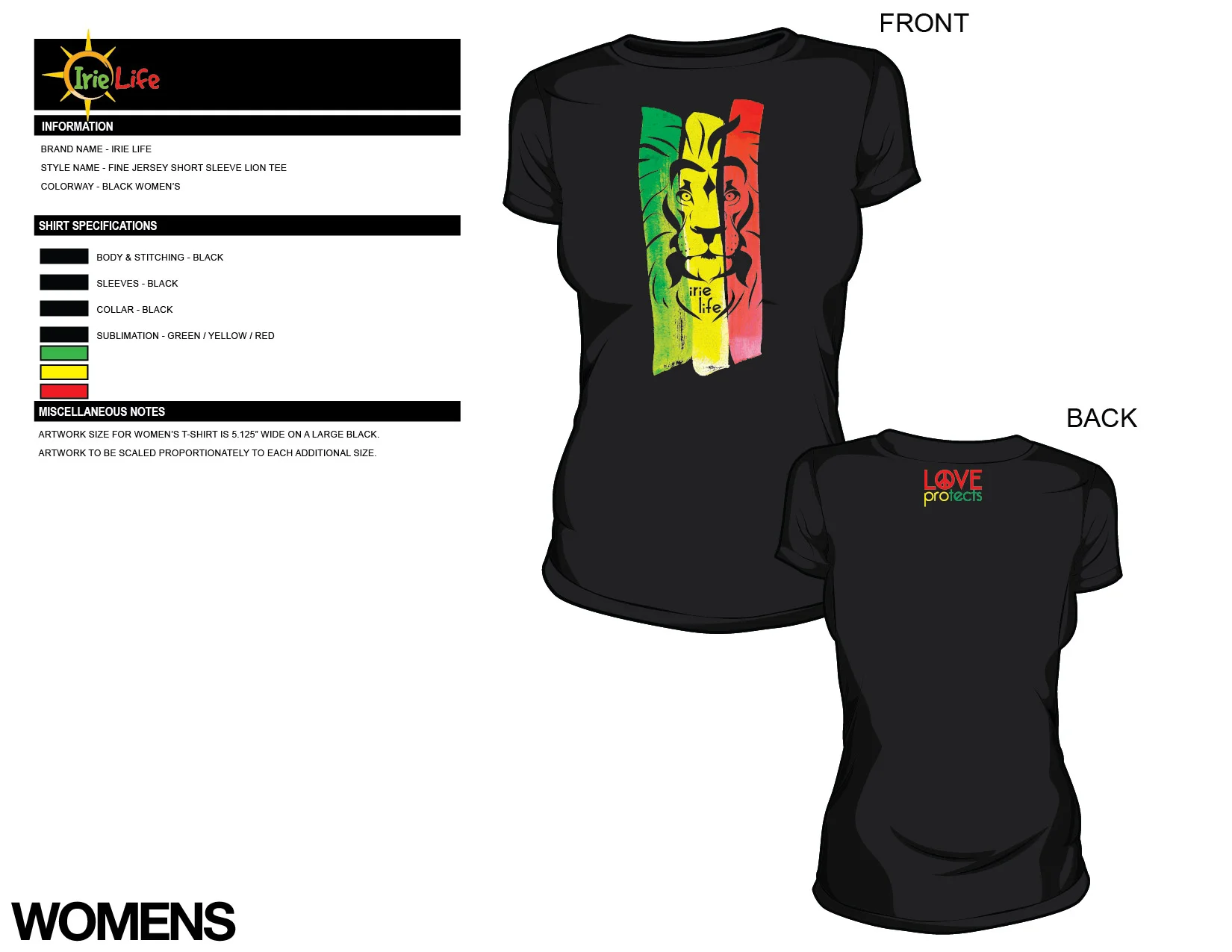 Irie Lion Women's Black Tee