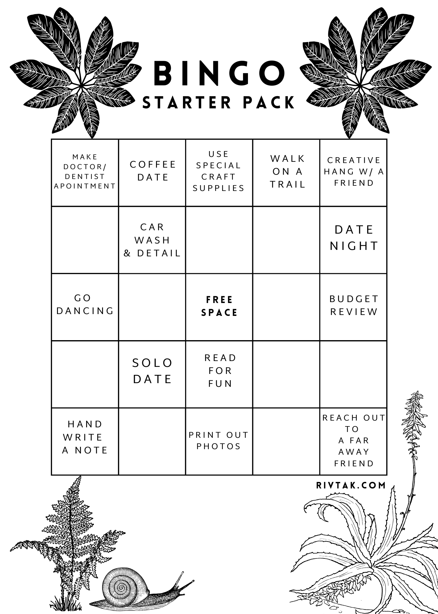 Starter Kit Prompts Bingo Card