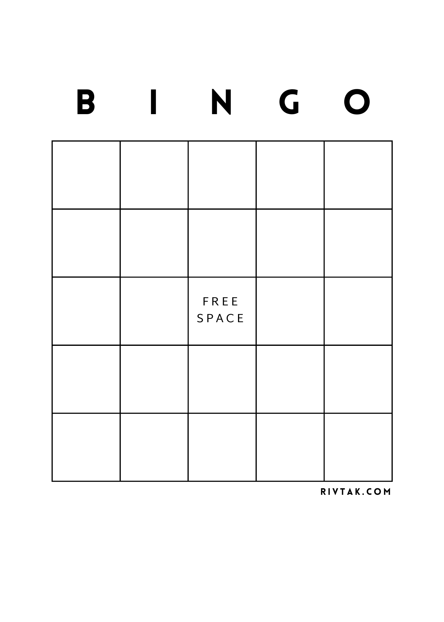 Blank Bingo Card