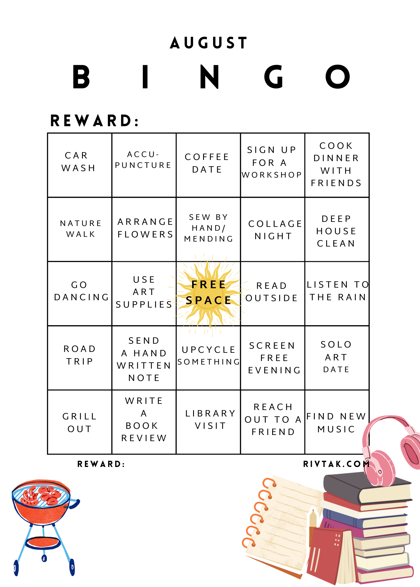 August Bingo Card