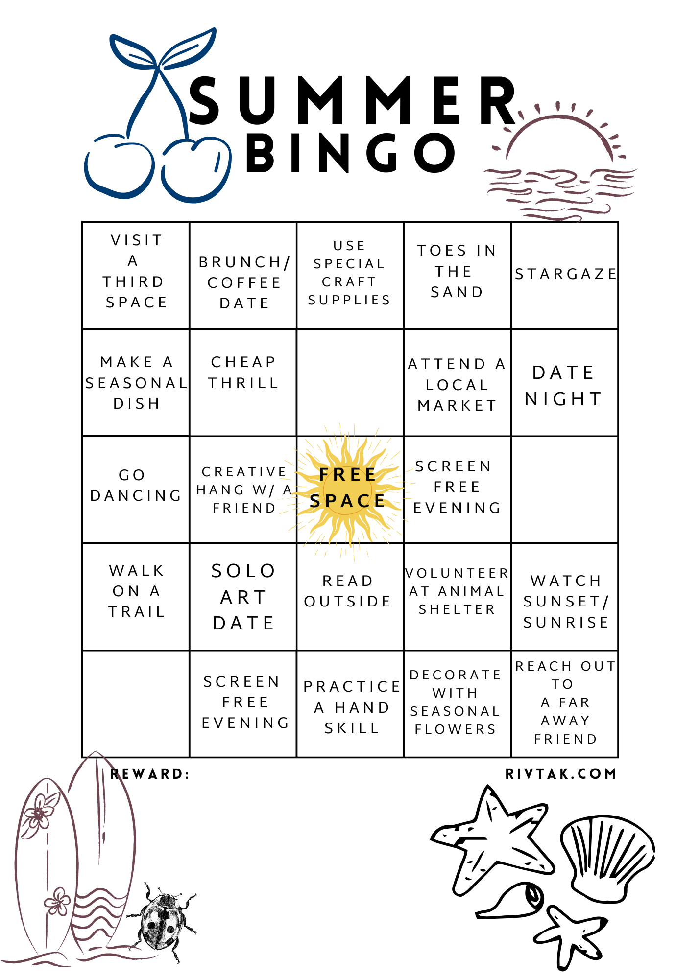 Summer Bingo Card