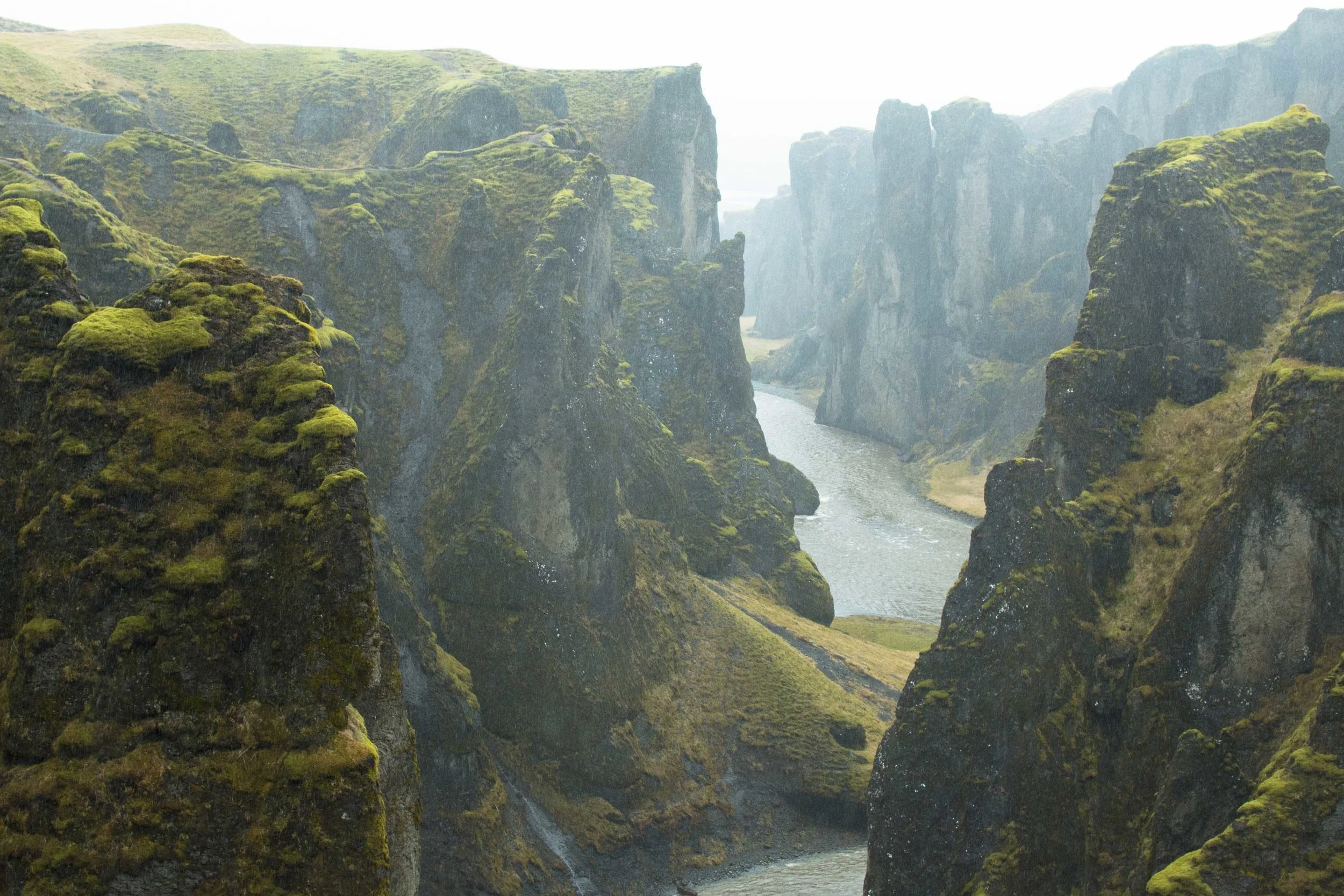 Fjaðrárgljúfur hike. It was at this point in the trip I realized my waterproof pants were not so waterproof after all.