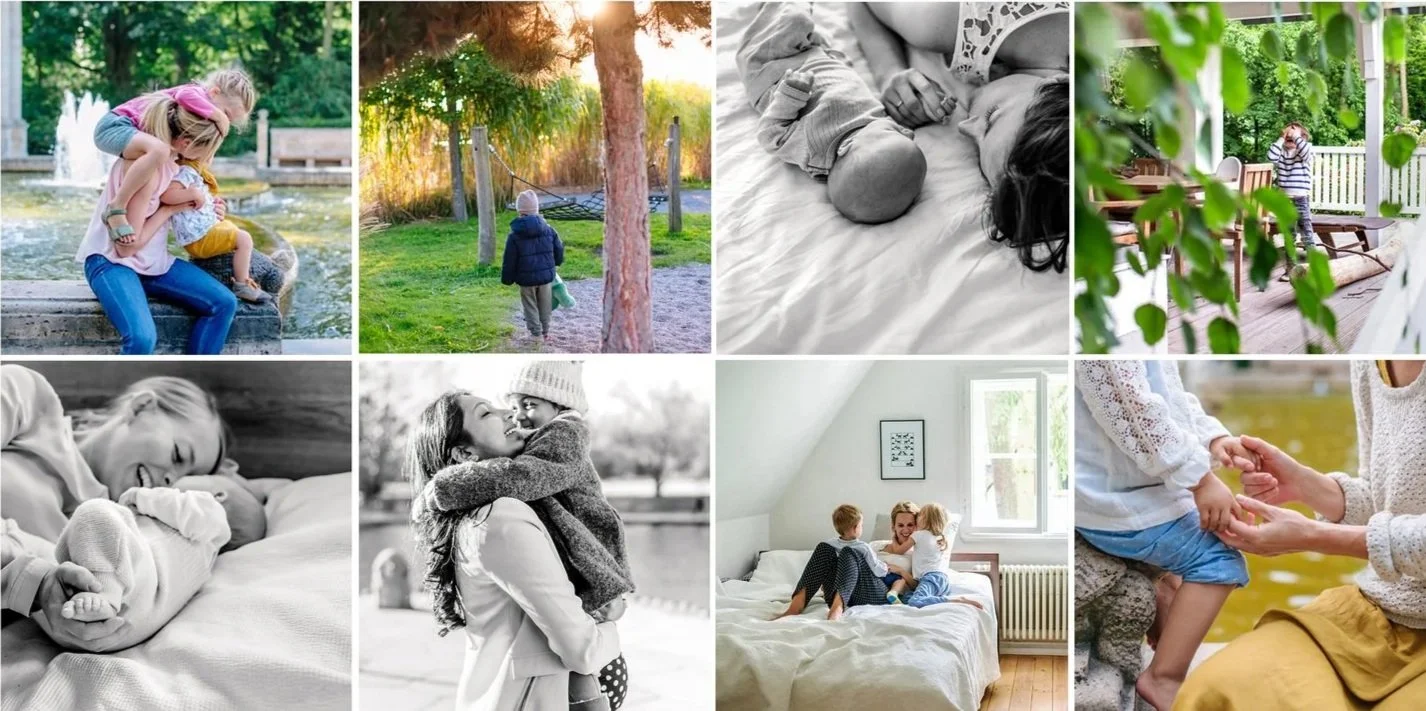 Collage mit acht natürlichen Kinderfotos aus dem Alltag