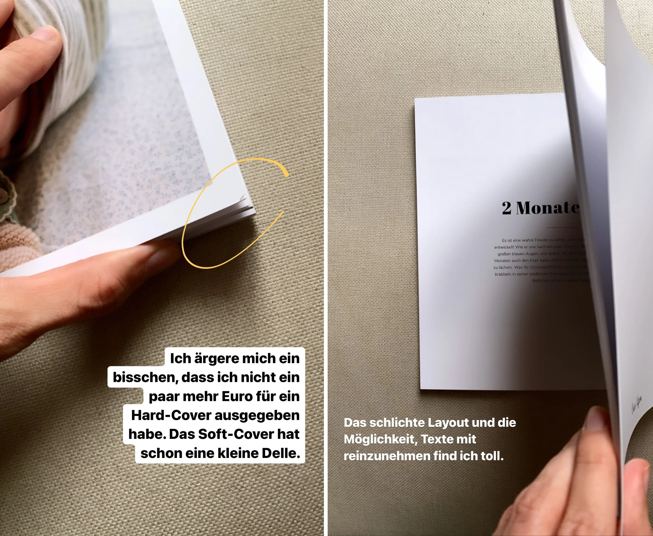 Einblicke in ein Soft-Cover Babyalbum von Once Upon.