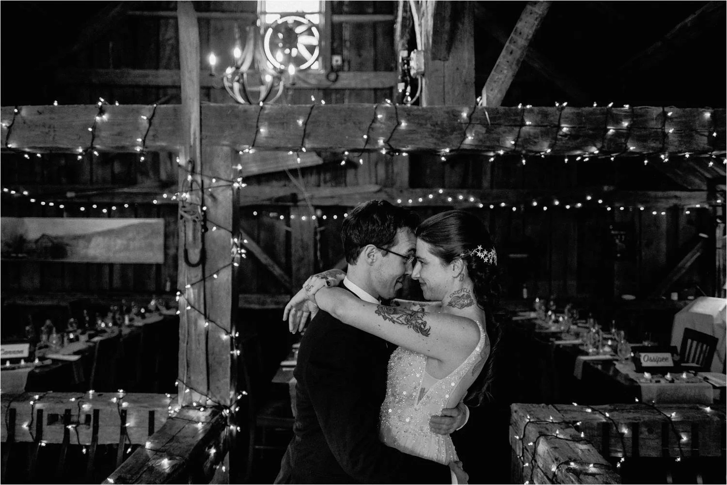 Tattooed Bride and Groom Wedding Portraits at Whitney's Inn White Mountains New Hampshire - Jemima Richards - Jemima Richards