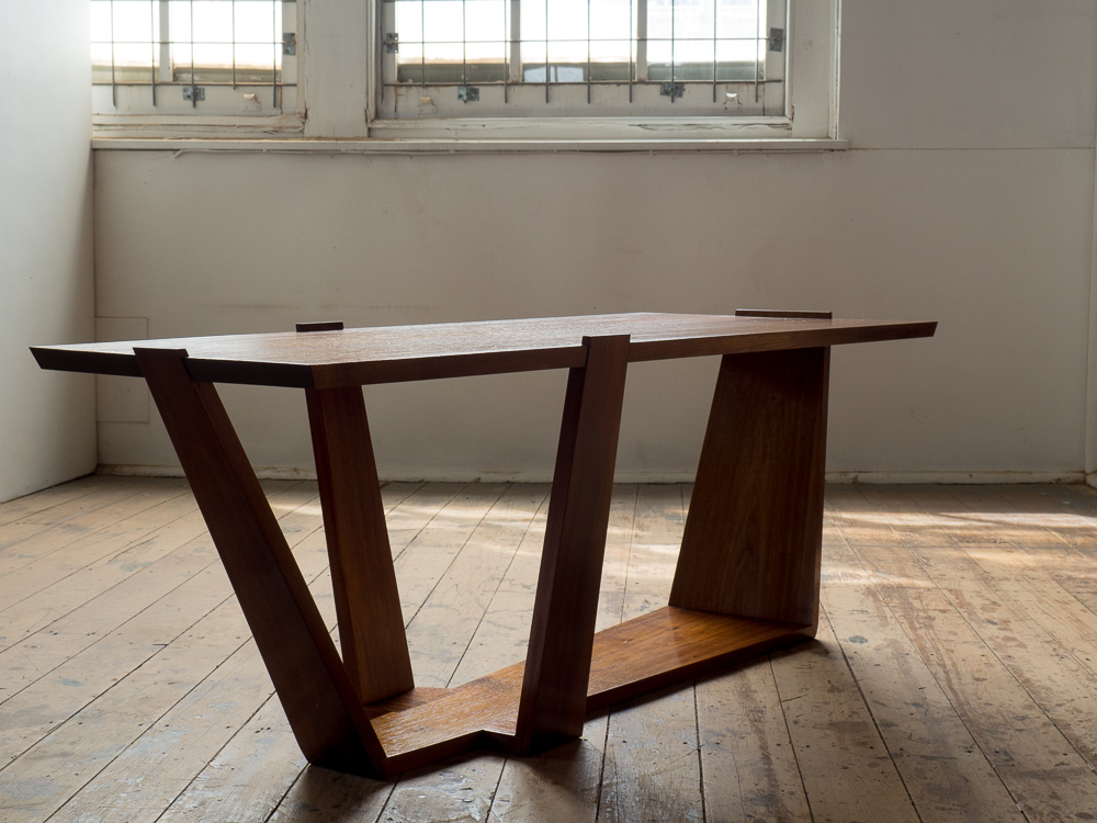 Pouya's coffee table with compound angles made using Tasmanian Blackwood.