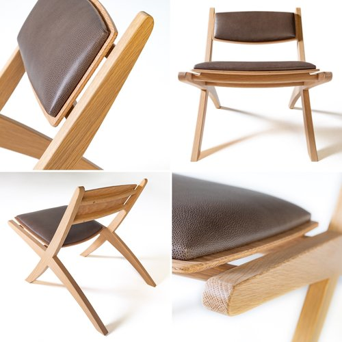 “Oxford Chairs” by Stuart Faulkner at AWR Studio Furniture 2018 White Oak and Leather Images by Guy Wilkinson