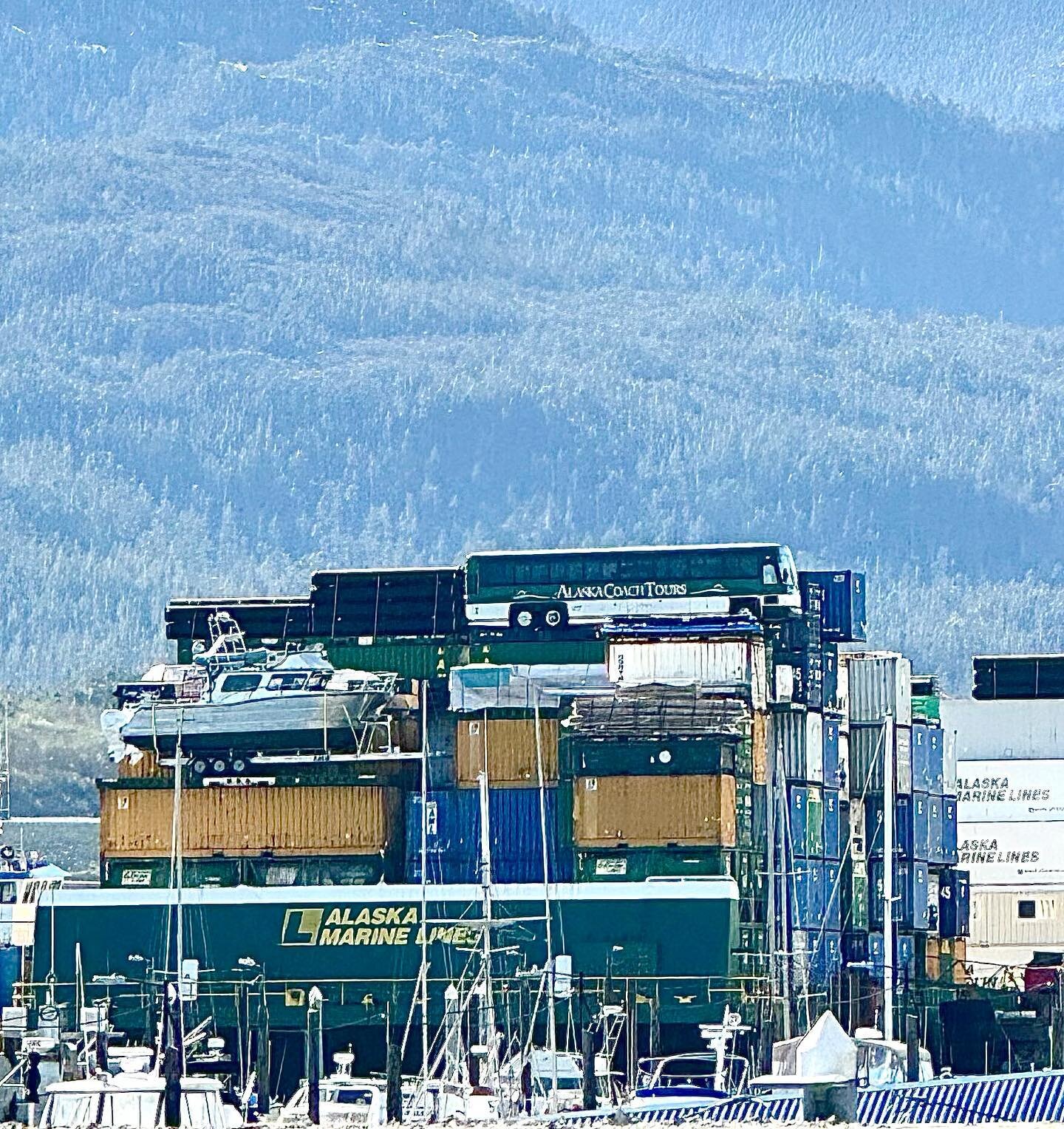 Southeast Alaska is not easily accessible by road. Only three towns in SE AK have road access and they happen to be pretty tiny. SE AK relies on barges to supply goods to all communities. Even our trusty motor coaches are transported via barge. It&rs