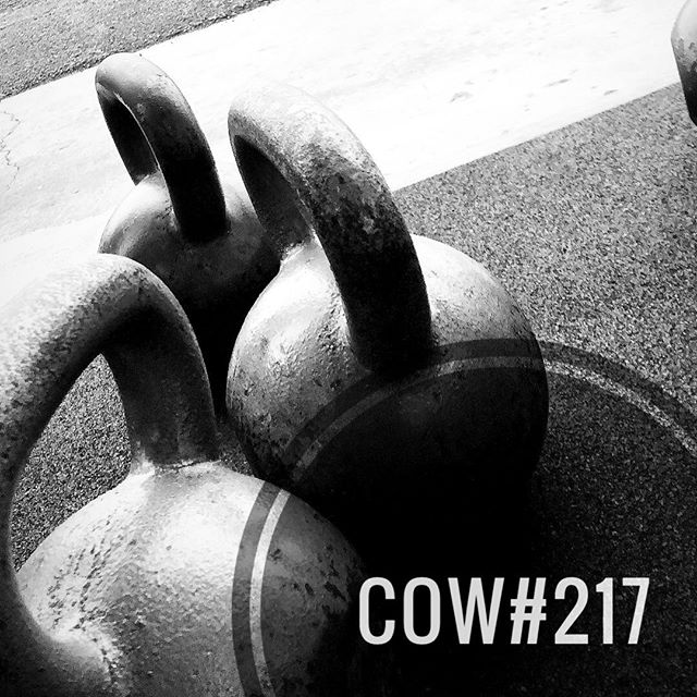 COW#217
&bull;&bull;&bull;
This one is going to be pretty simple. I&rsquo;m also going to give you 3 different time domains to choose from. You can go for 10, 15 or 20mins of the following:
&bull;&bull;&bull;
EMOMx______mins:
-4 Sprawls
-4 Dual KB Cl
