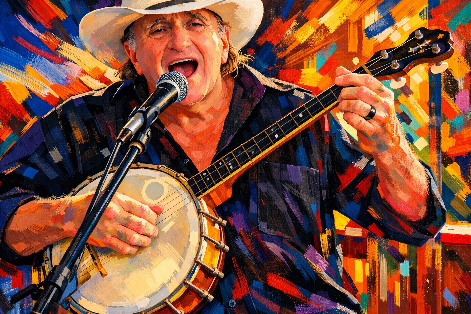 Dave on Banjo in Vibrant Colors.jpg