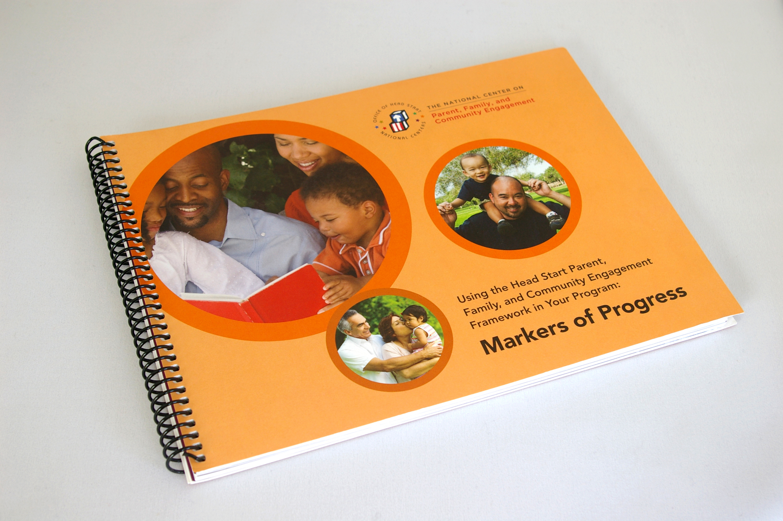 This guide is part of an initiative to encourage PFCE case workers to track and measure the success of their family engagement programs. Because it is meant to used by case workers in the field and needed to stand out among dozens of other documents they need to carry with them, I chose a large, horizontal format with a spiral binding.