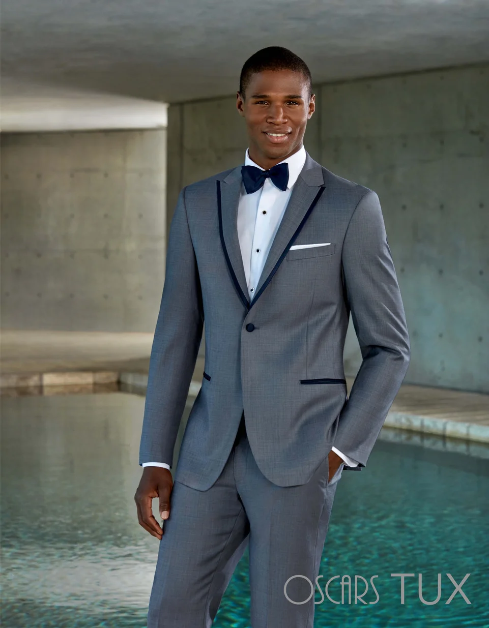 # 19 ULTRA SLIM FITSteel Blue / Navy Edged Satin Lapels Side Vented Exclusive