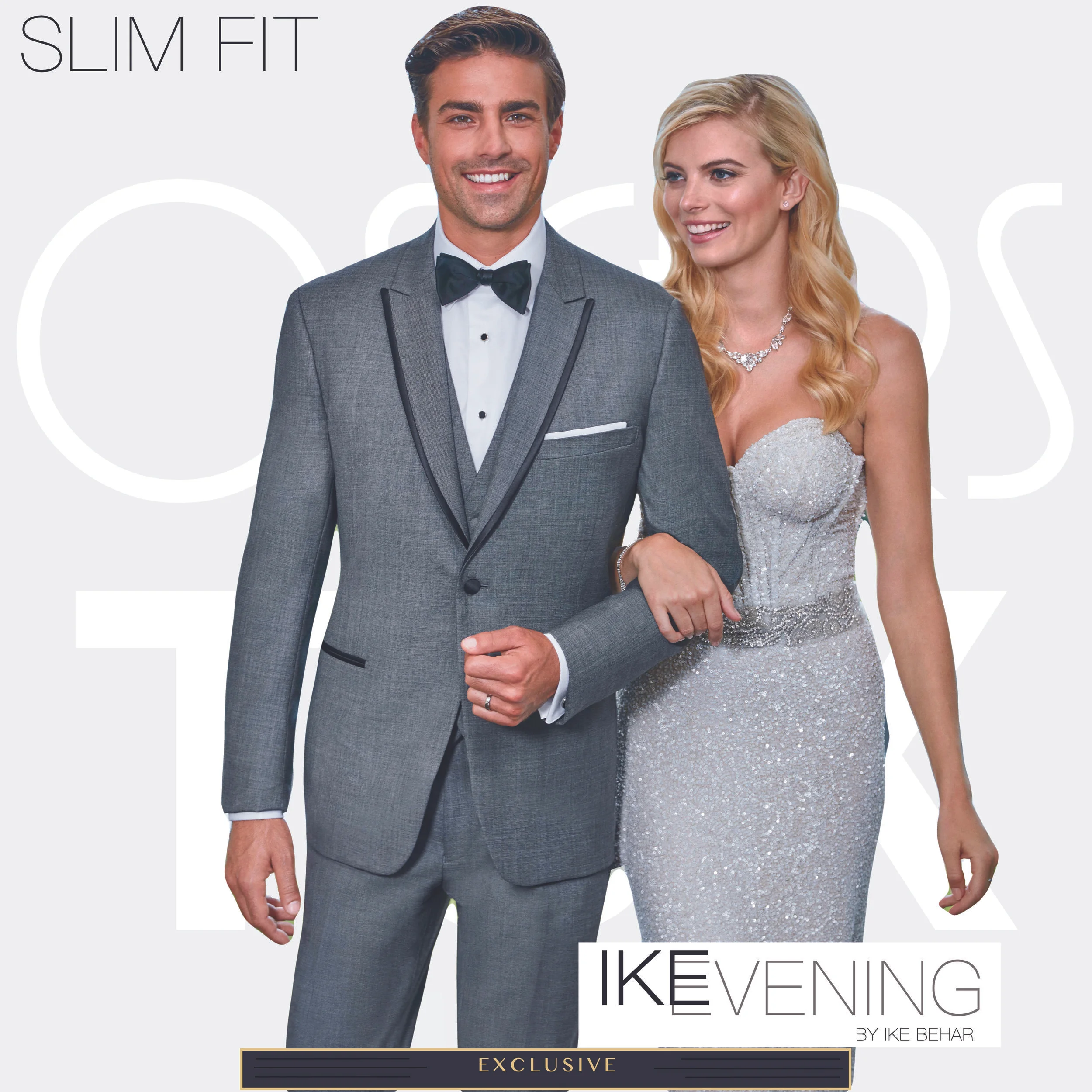 Ike Behar Sharkskin grey , one button black  peak edge slim fit 
