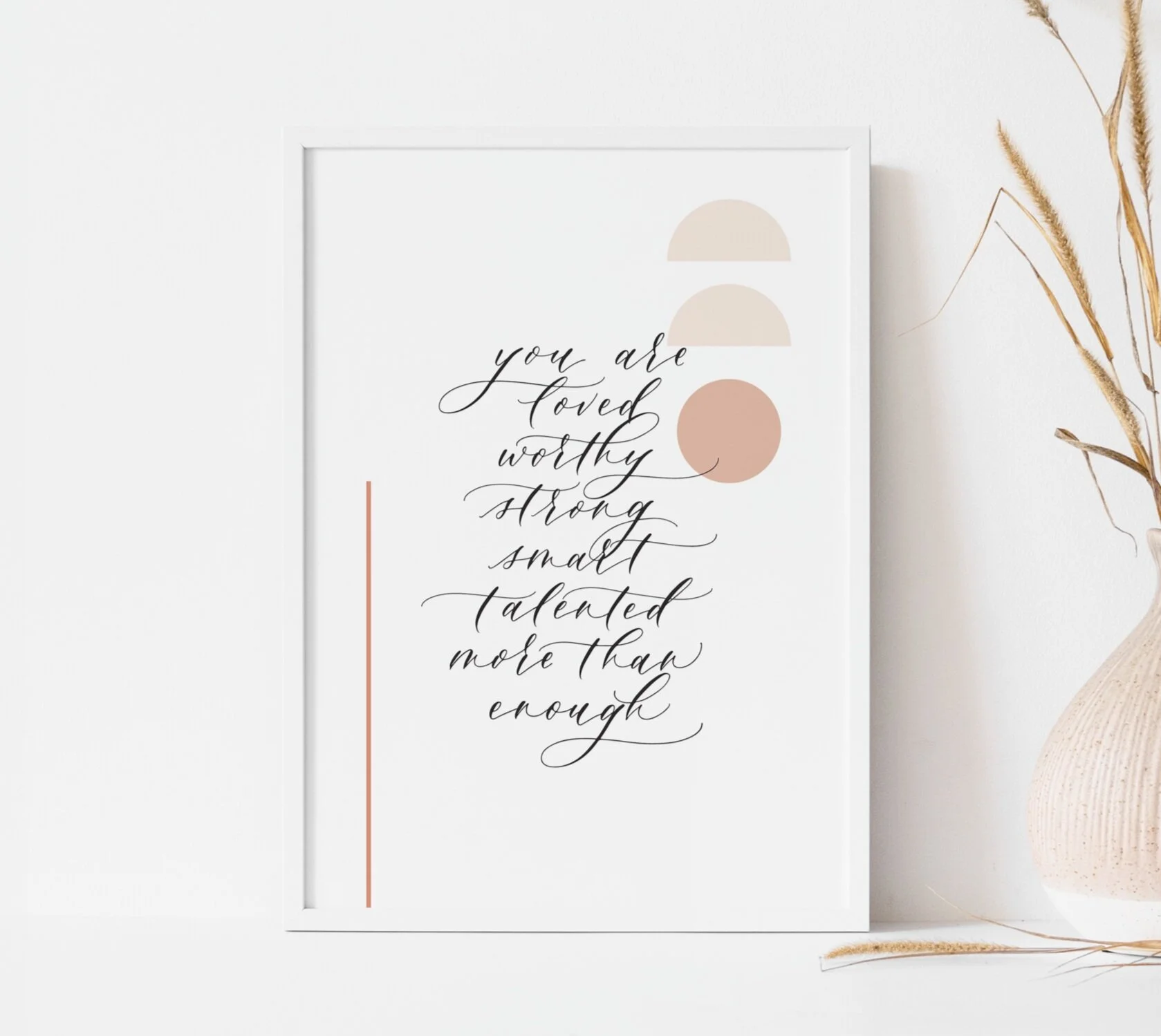 You Are Enough Calligraphy Print - Digital Download