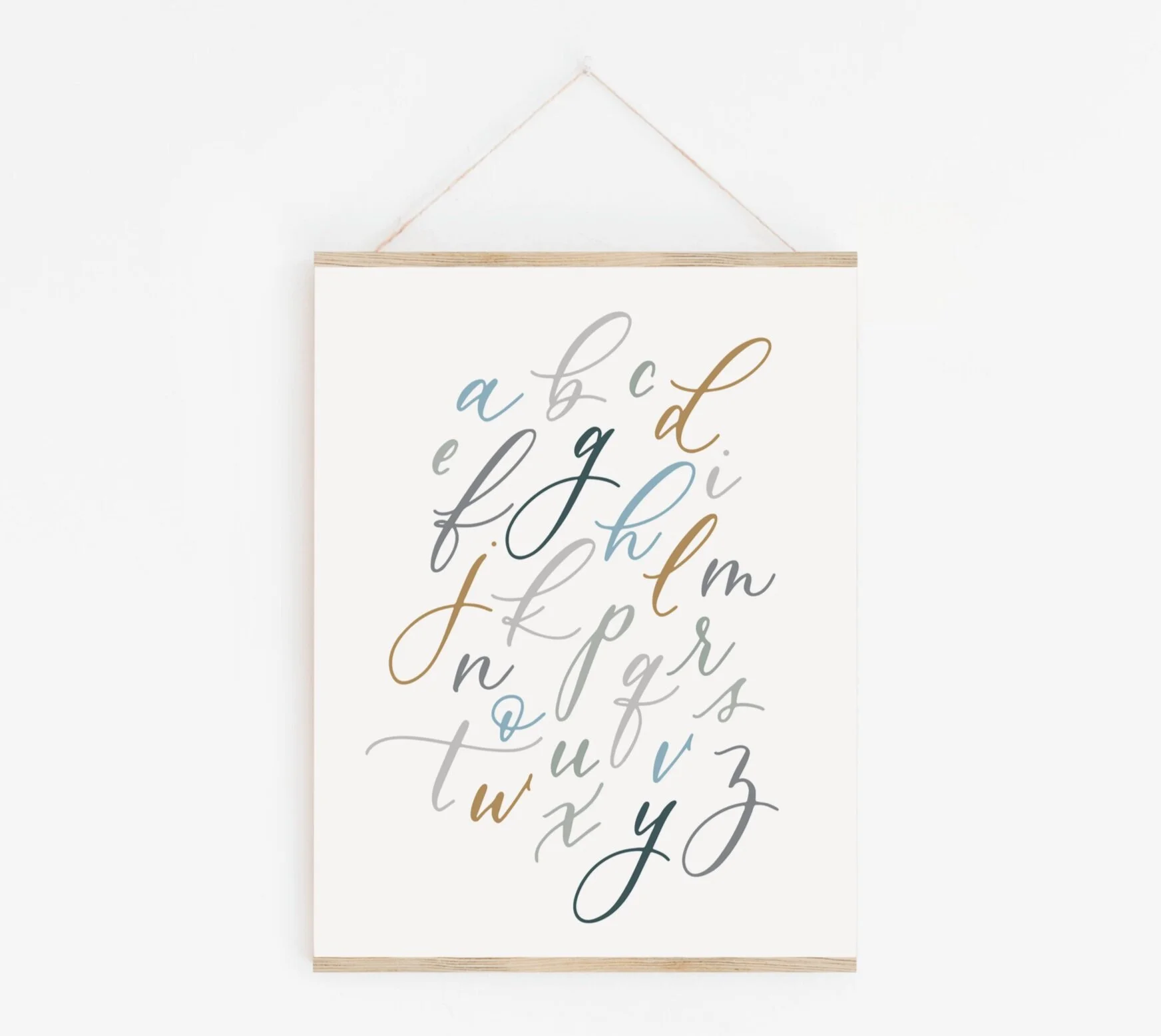 Blue Alphabet Calligraphy Print - Digital Download