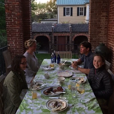 Dean Manigault enjoys a dinner with her family