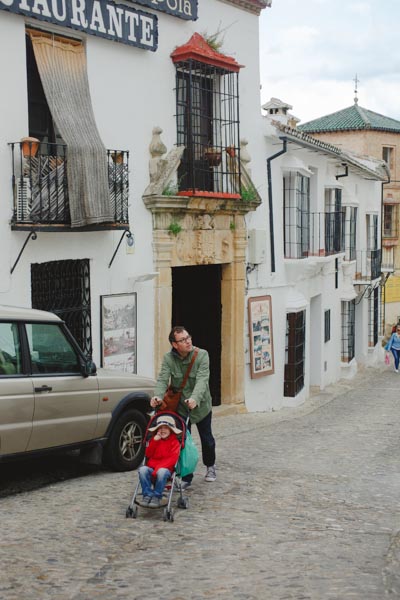 Got to love the cobblestones with a cheap travel stroller!