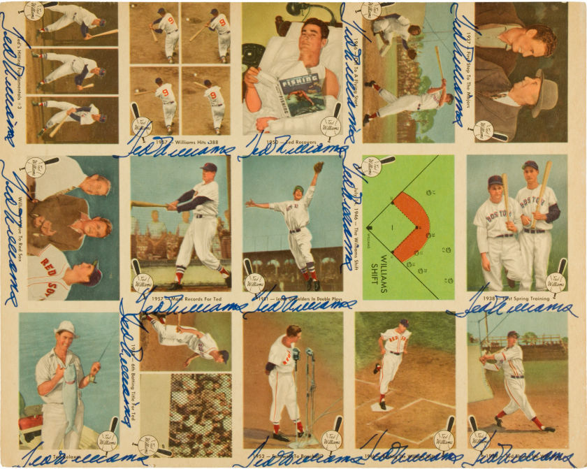 1959 Fleer Ted Williams Uncut Sheet Signed 15 Times.