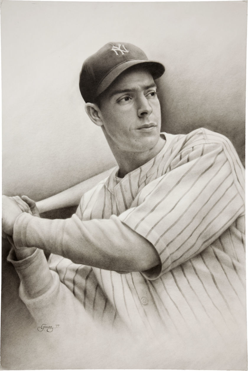 1999 Joe DiMaggio Original Charcoal Drawing By Intoy Ginez.