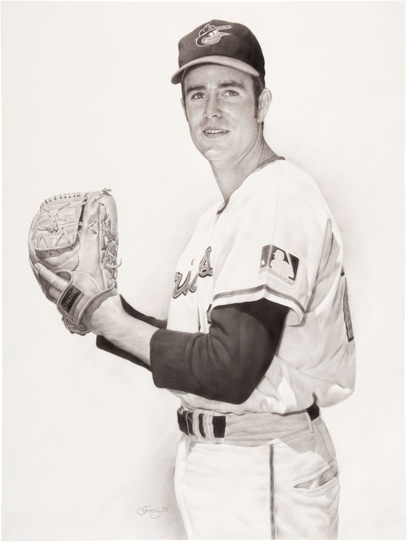 1998 Jim Palmer Original Charcoal Drawing by Intoy Ginez.