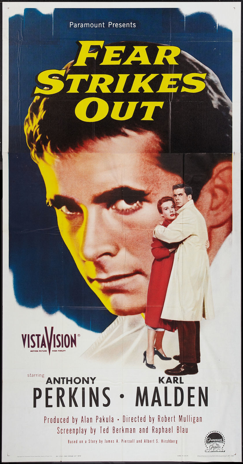 1957 Fear Strikes Out 3 Sheet Movie Poster.