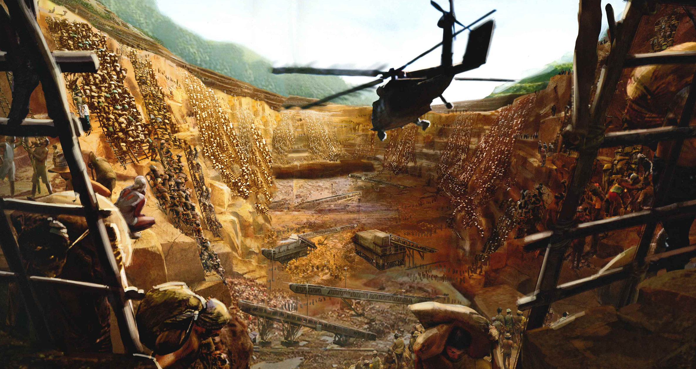 Concept art de la excavación, plano medio.