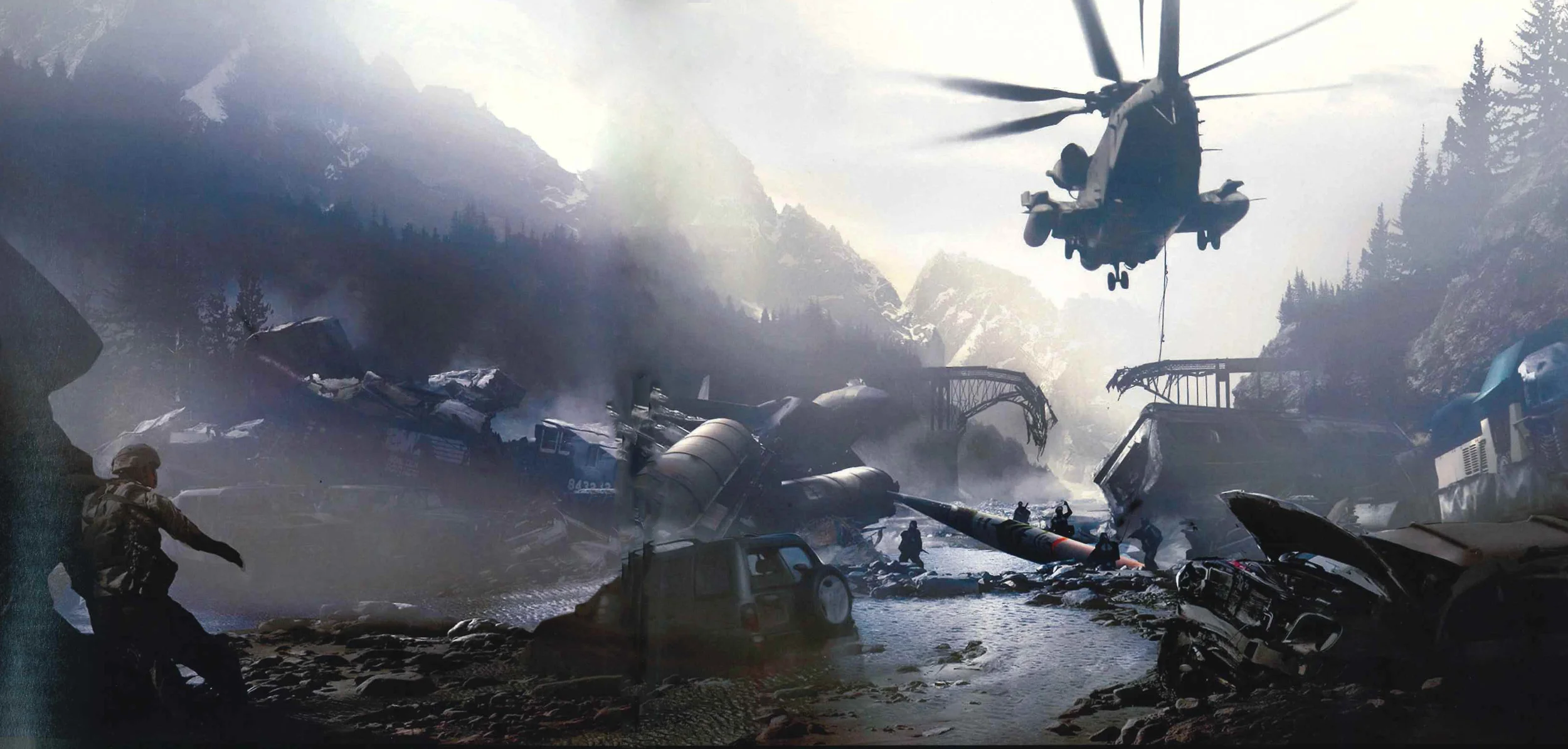 Concept art. Puente destrozado.