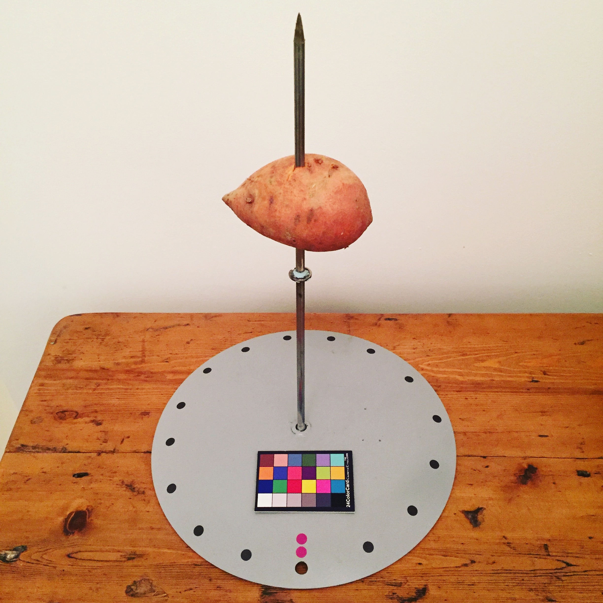 La plataforma sujetando un sweet potato.