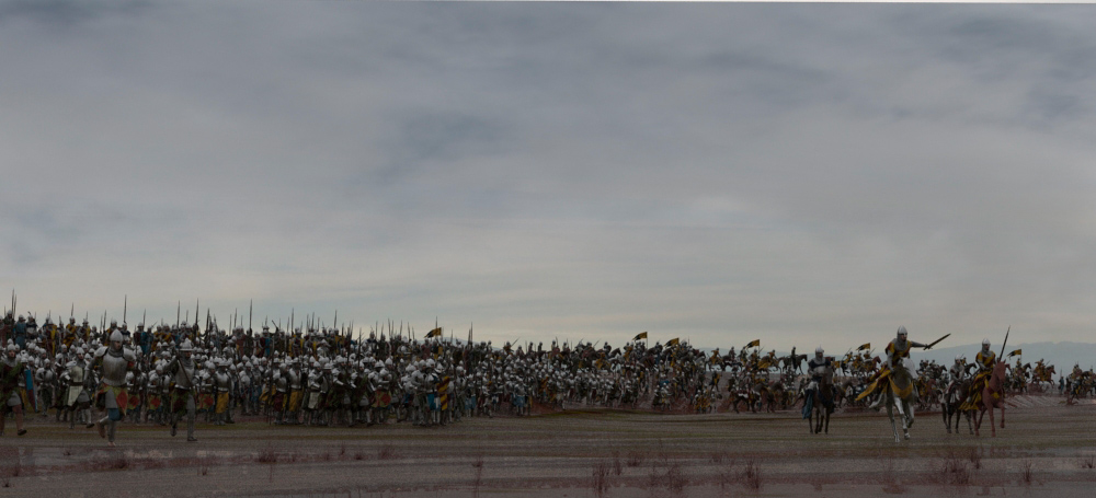 Personajes crowd en el plano.