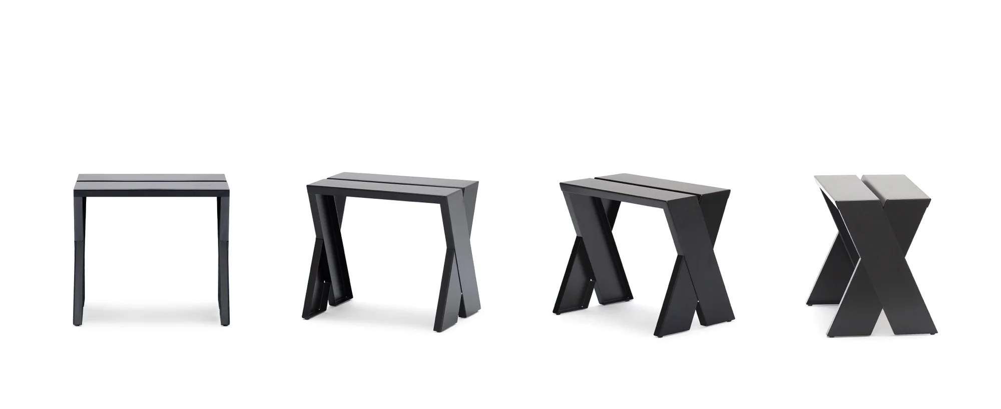 This Bench is a research about giving the appearance of a volume to a folded metal sheet. The stool is made with two pieces of one single folded metal sheet.