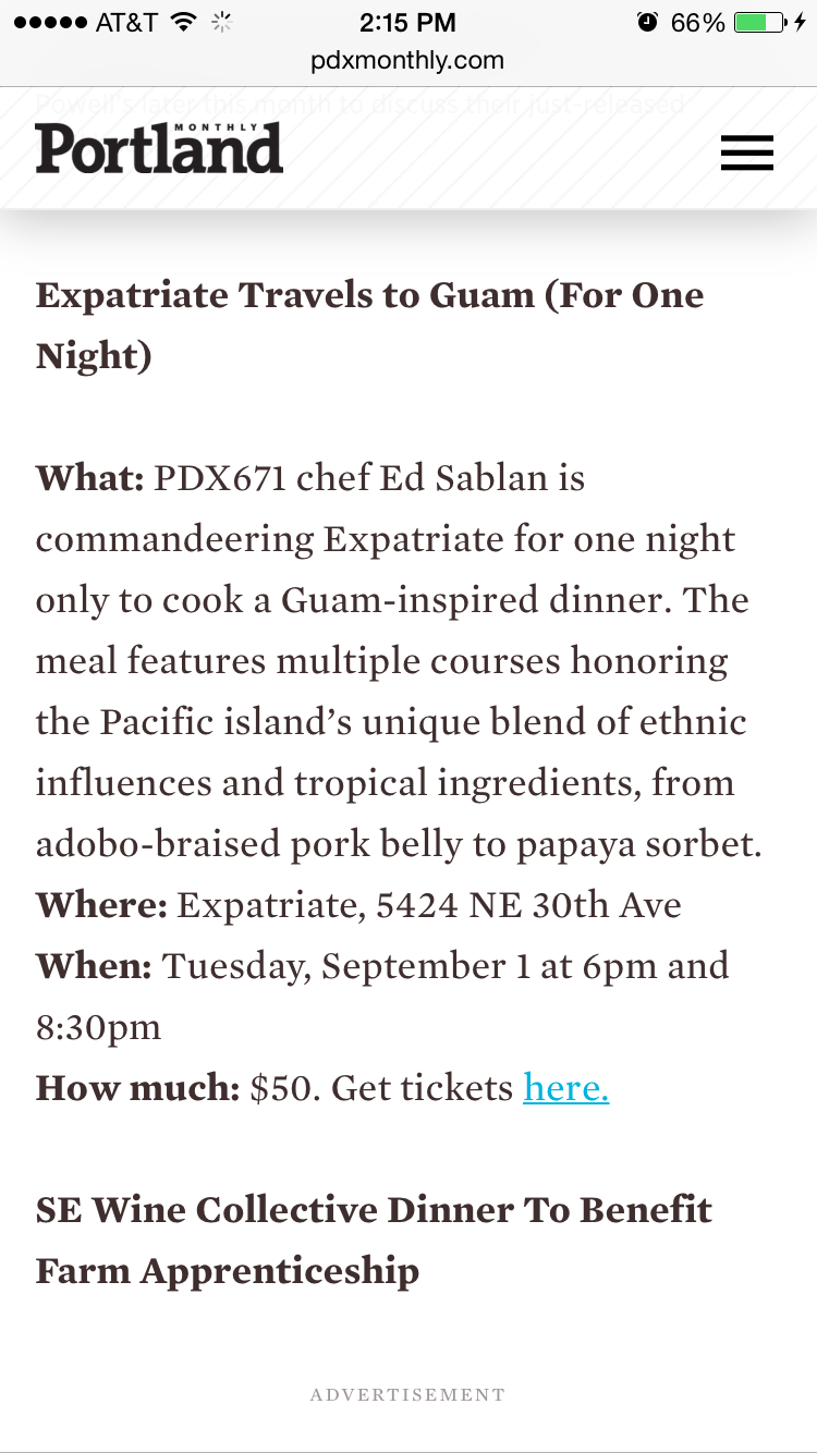 Portland Monthly Eat Beat Announcement