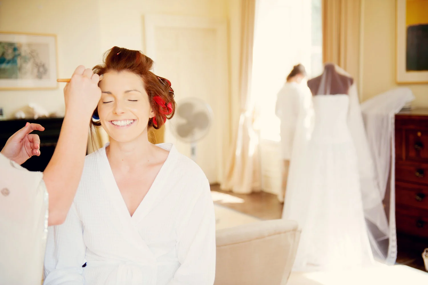 bride getting makeup on kilshane house tipperary ireland wedding photography