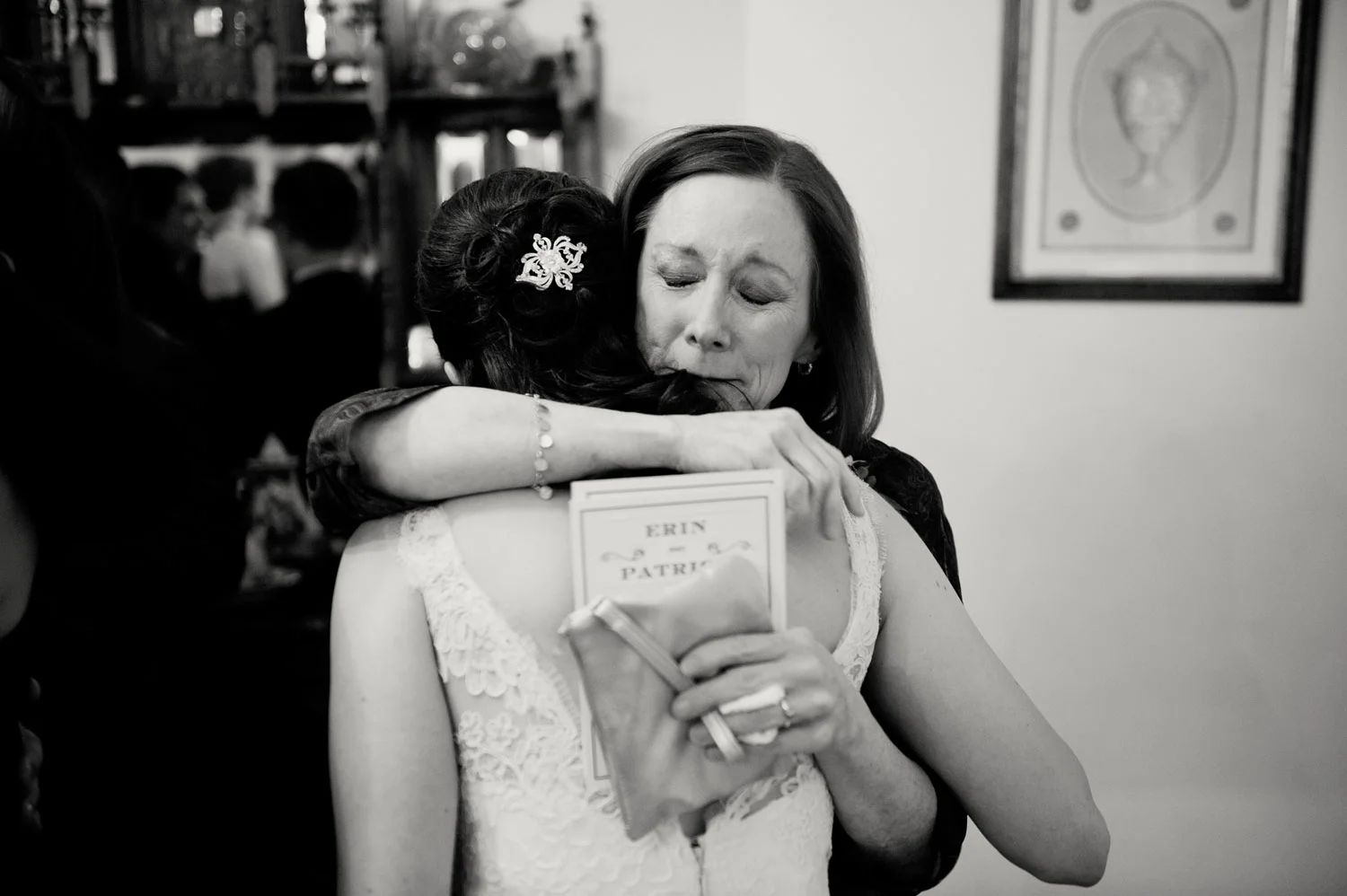 mother hugging bride ballymagarvey village balrath meath Ireland Wedding Photography Irish wedding photographers