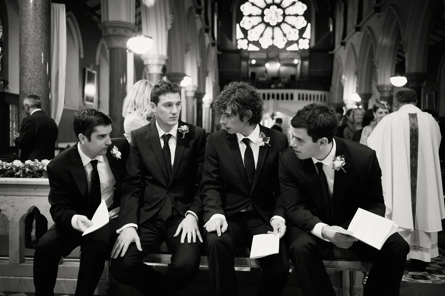 groomsmen in church dun laoghaire dublin Ireland Wedding Photography Irish wedding photographers