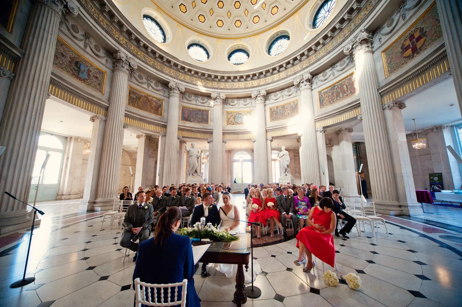 bride and groom in city hall dublin ceremony Ireland Wedding Photography Irish wedding photographers