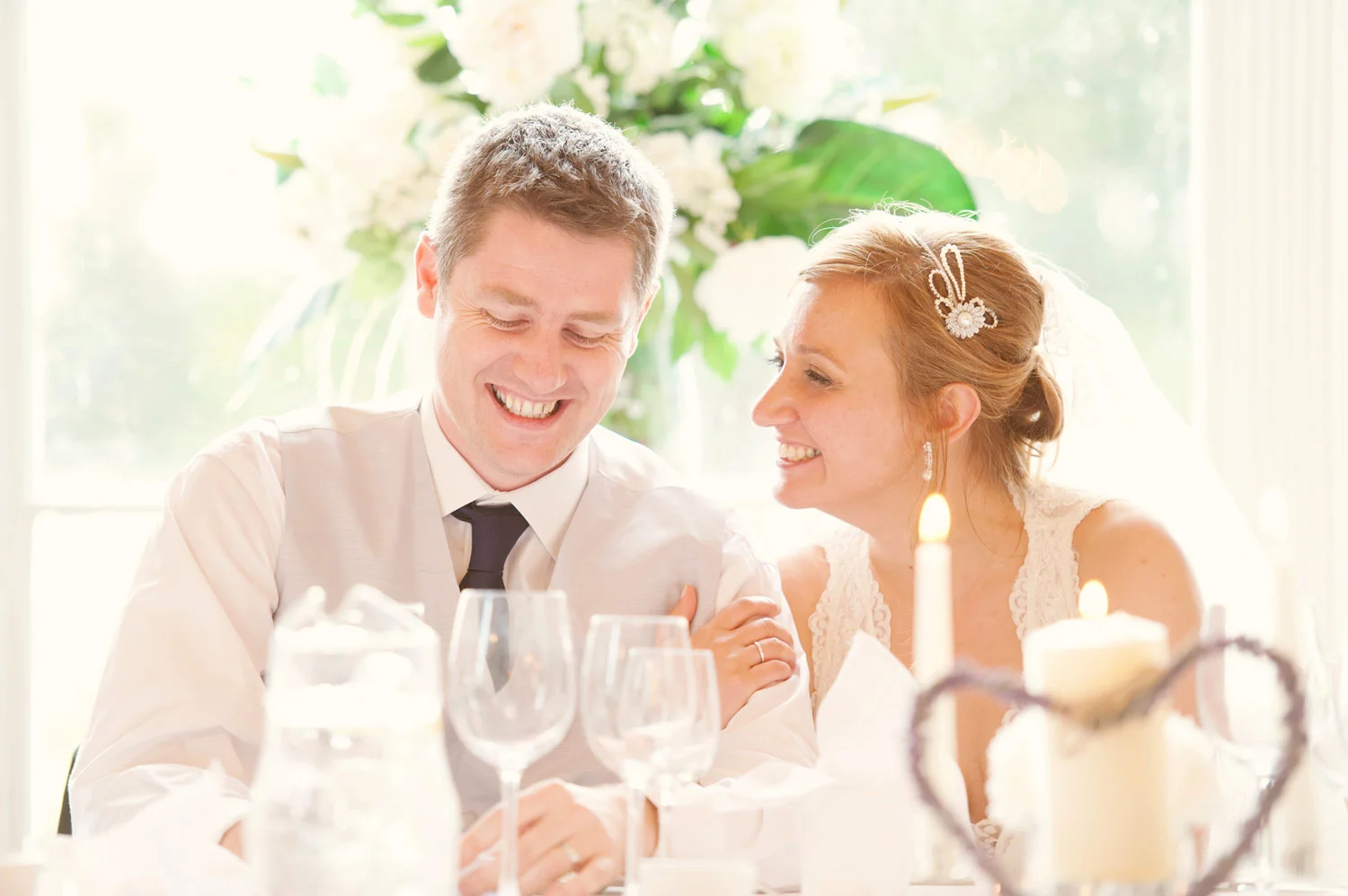 Bride and groom laughing Lexlip Manor Kildare Irish Wedding Photographers