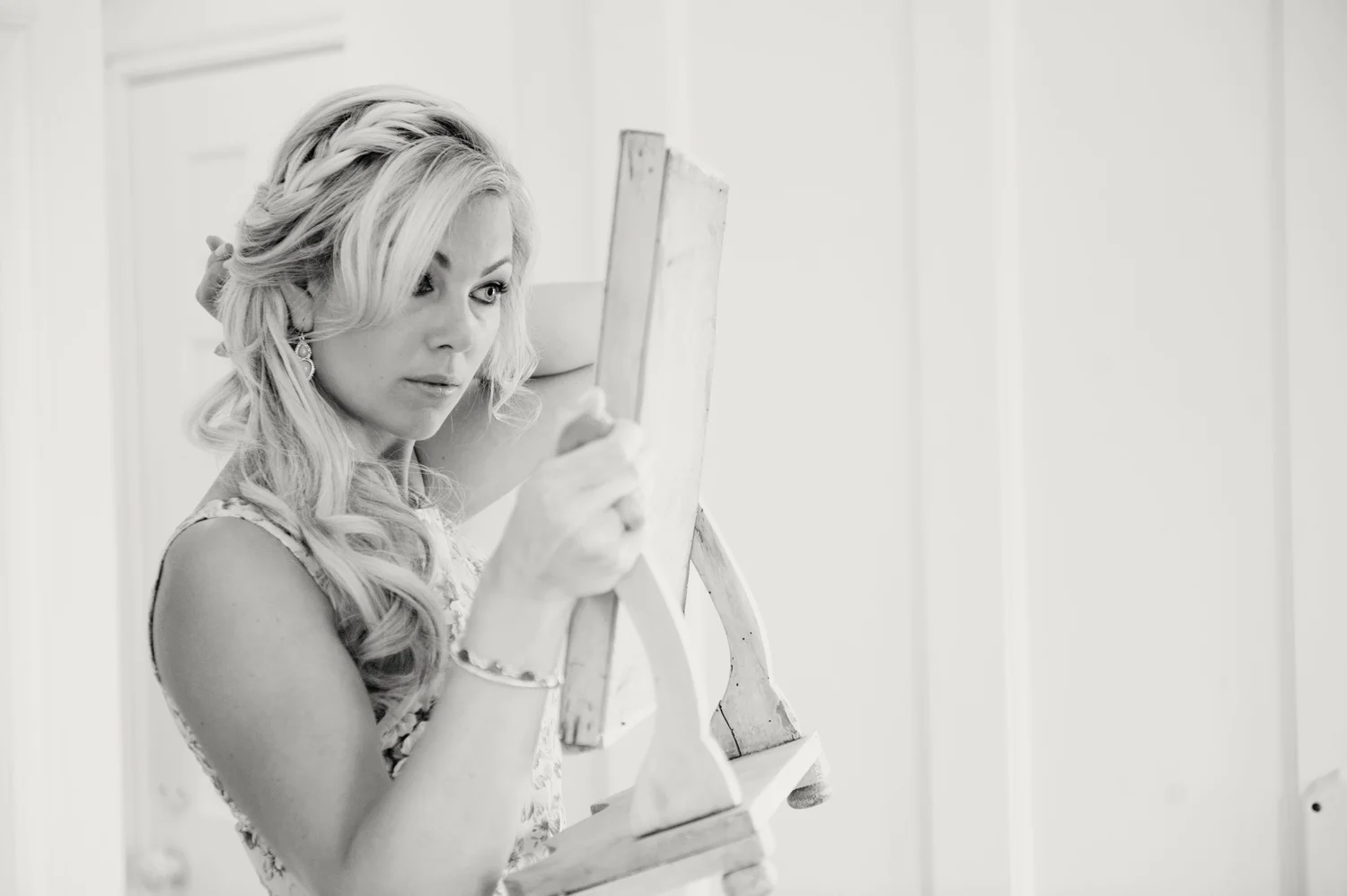 bridesmaid looking in mirror morning kilkenny Ireland Wedding Photography Irish wedding photographers