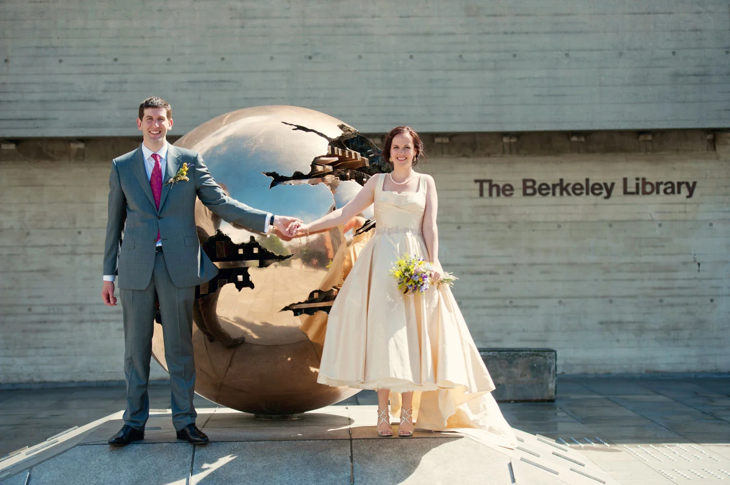bride and groom holding hands berkeley library trinity college dublin ireland wedding photography
