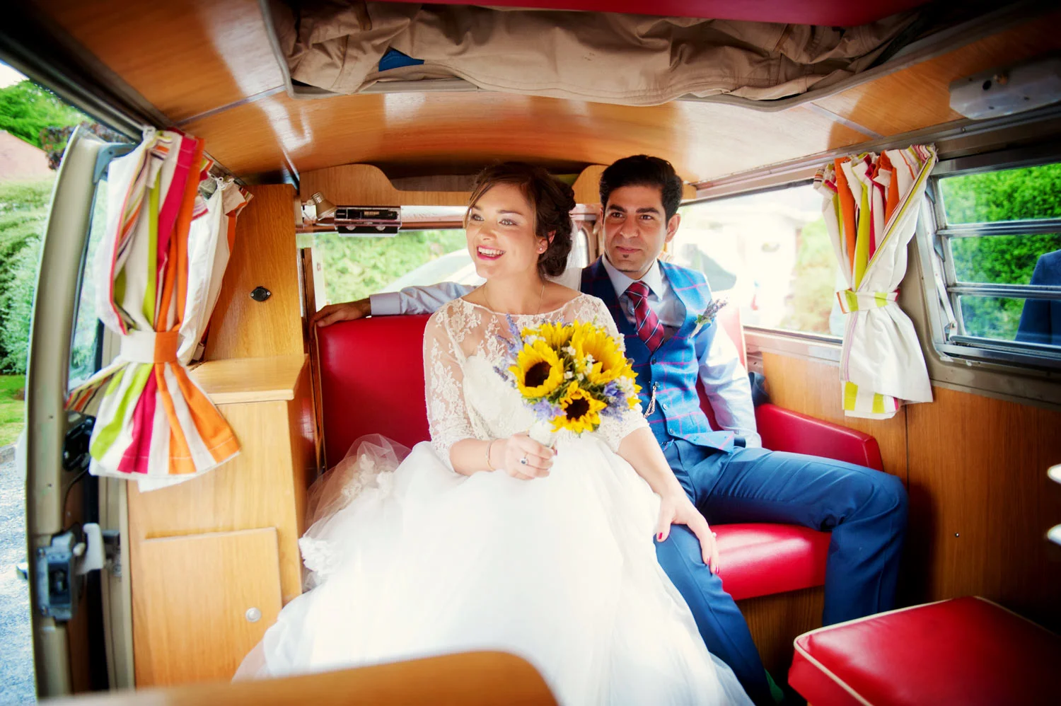 bride and groom in VW van kilkenny ireland wedding photography