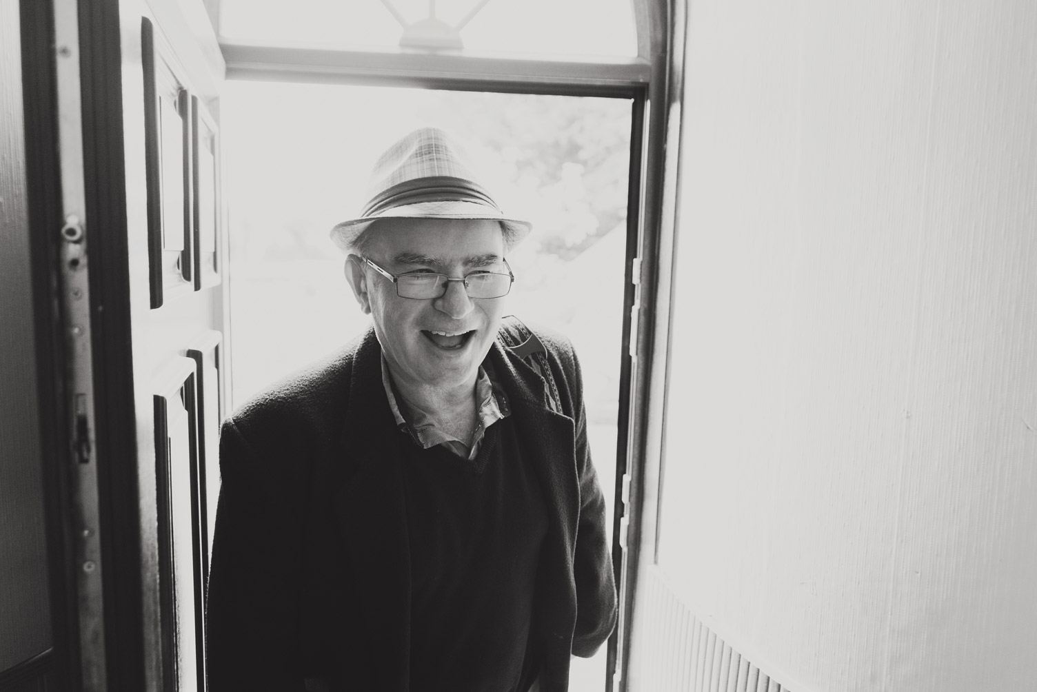 Father of the bride arriving on the morning of the wedding photography meath