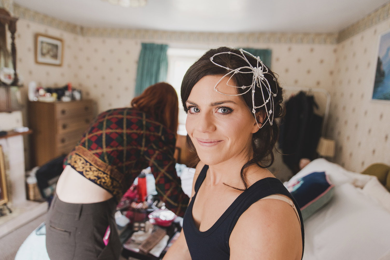 Bride getting her make up done on the morning of her wedding in co Meath ireland. Photography by Weddings by KARA.