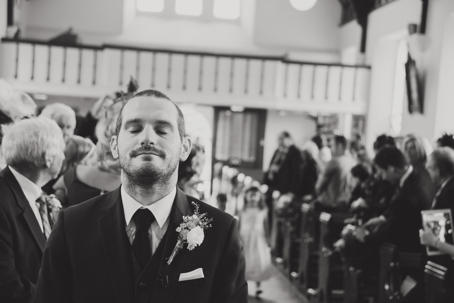 Groom waiting at the altar for bride in church ceremony. Wedding photography Co. Meath.