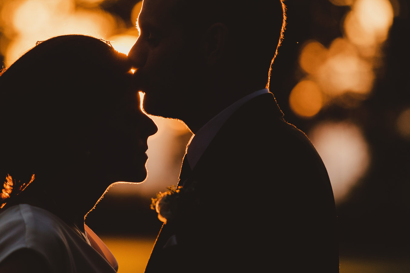Bride and groom silhouette at sunset in Tankardstown House Meath Wedding photographers meath ireland