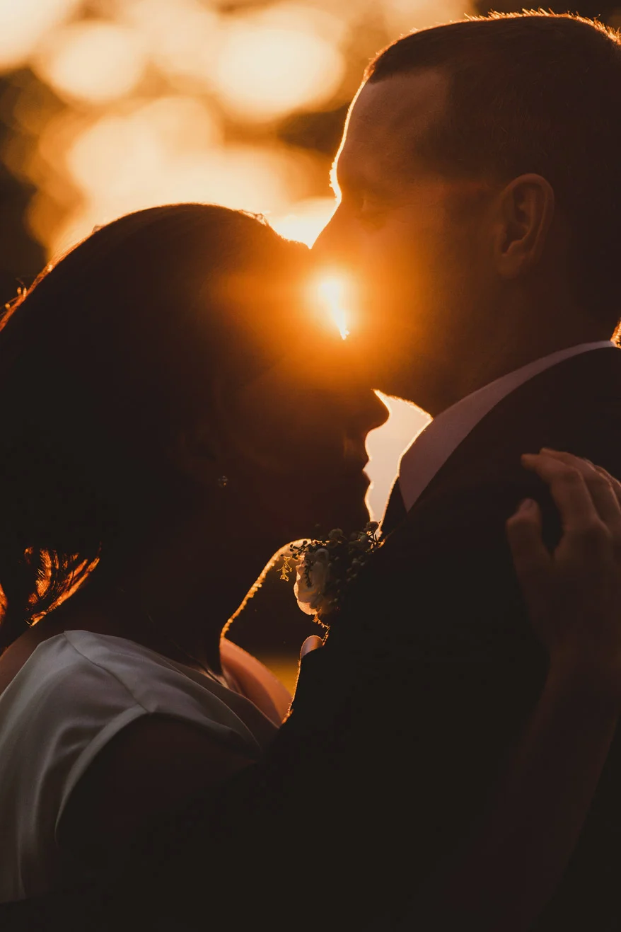 Bride and groom in sunset at Tankardstown House Meath Wedding photographers meath ireland