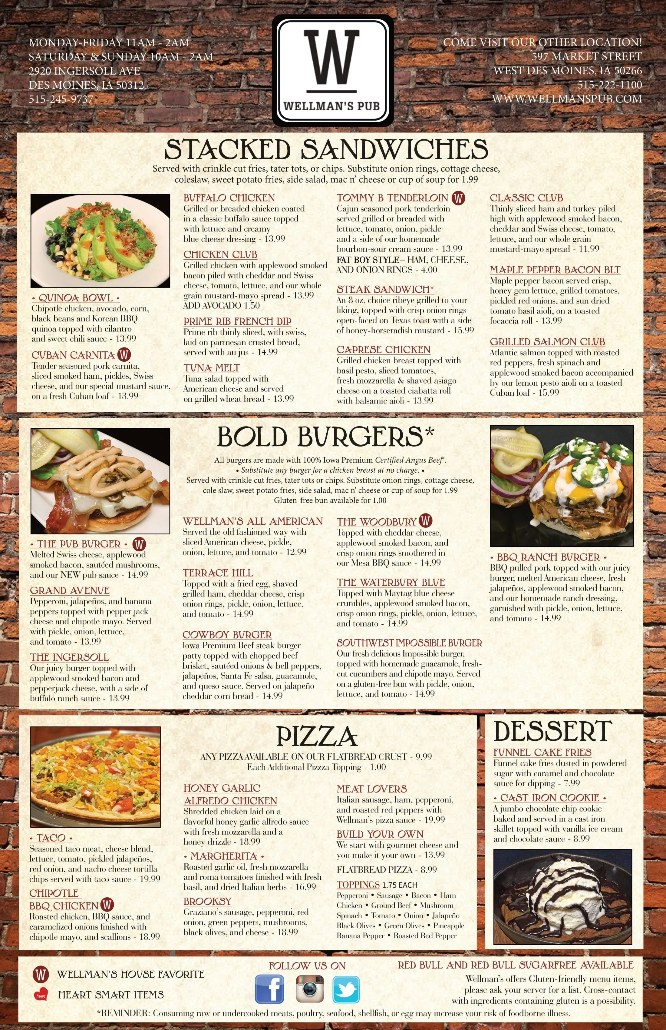 Food — Wellman's Pub and Rooftop Restaurant Pub Nightlife