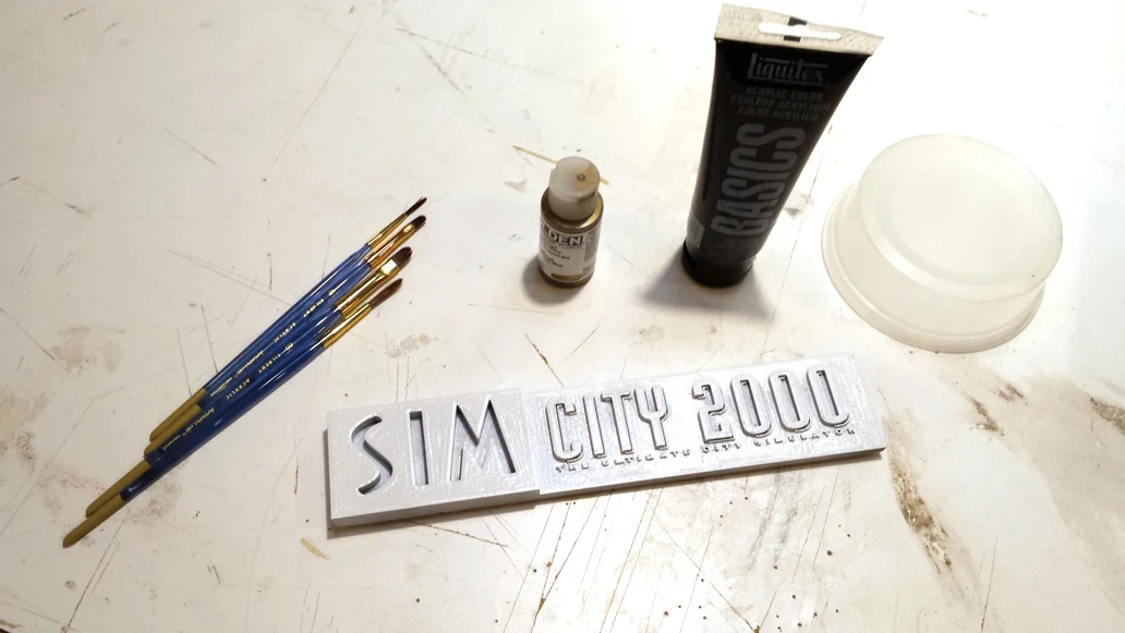 Supplies for Painting the Simcity 2000 Logo