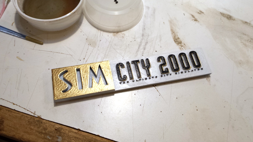 The Finished Simcity 2000 Logo for the shadow box