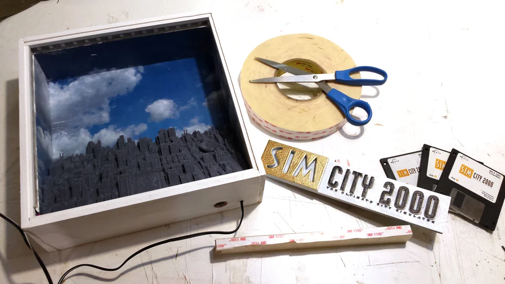 Building the inside of the Simcity 2000 Shadow Box